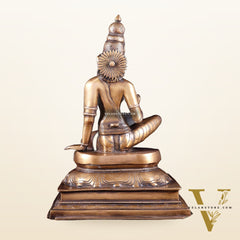 Vintage Bhoga Shakti Brass Devi Uma Parvati Sitting Statue | Burnt Brass Tone | 14” Height