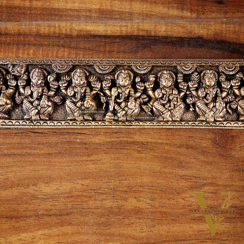 Vintage Brass Ashtalakshmi Wall Panel 10.8 inch wide