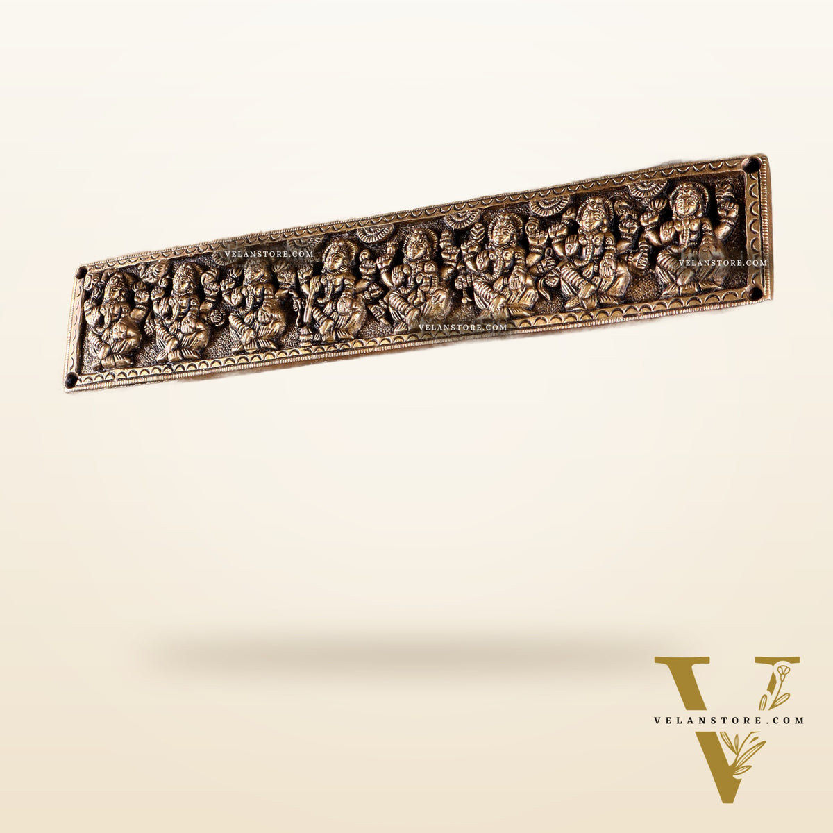 Vintage Brass Ashtalakshmi Wall Panel 10.8 inch wide