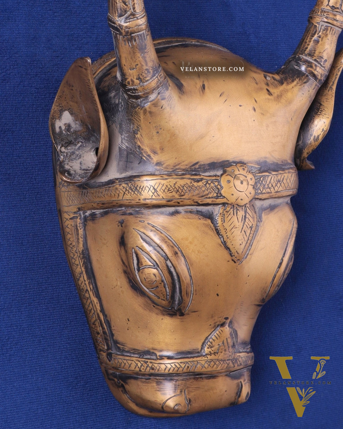 Vintage Brass Cow Head Wall Hanging – Antique Finish 12"