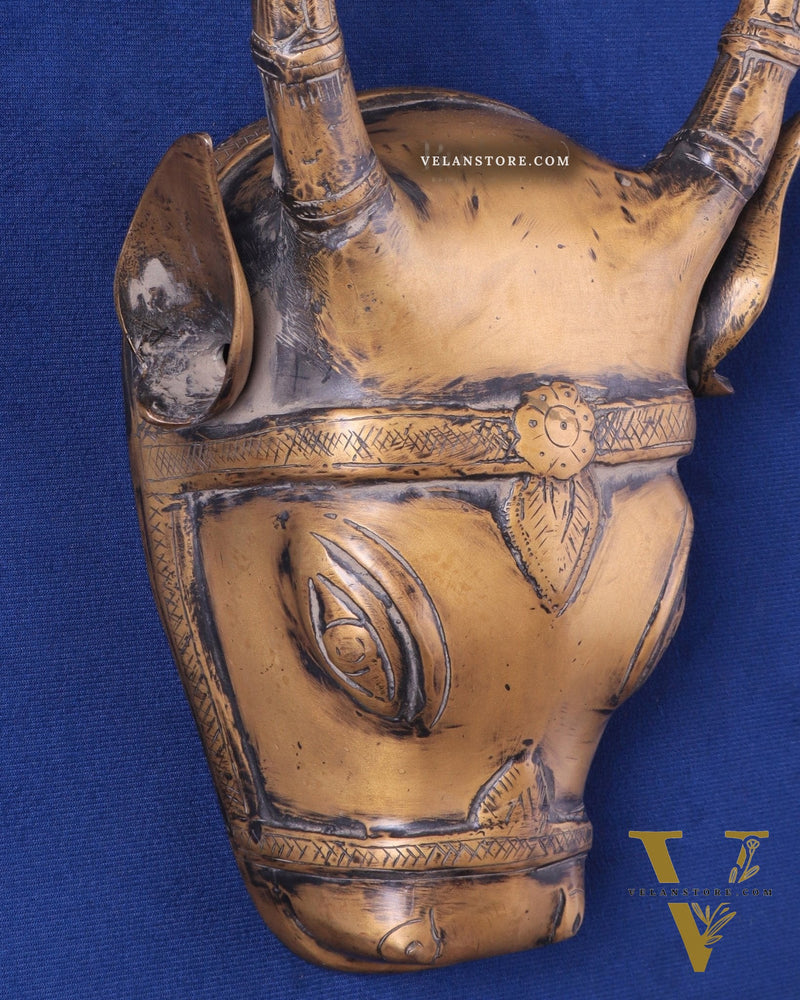Vintage Brass Cow Head Wall Hanging – Antique Finish 12"
