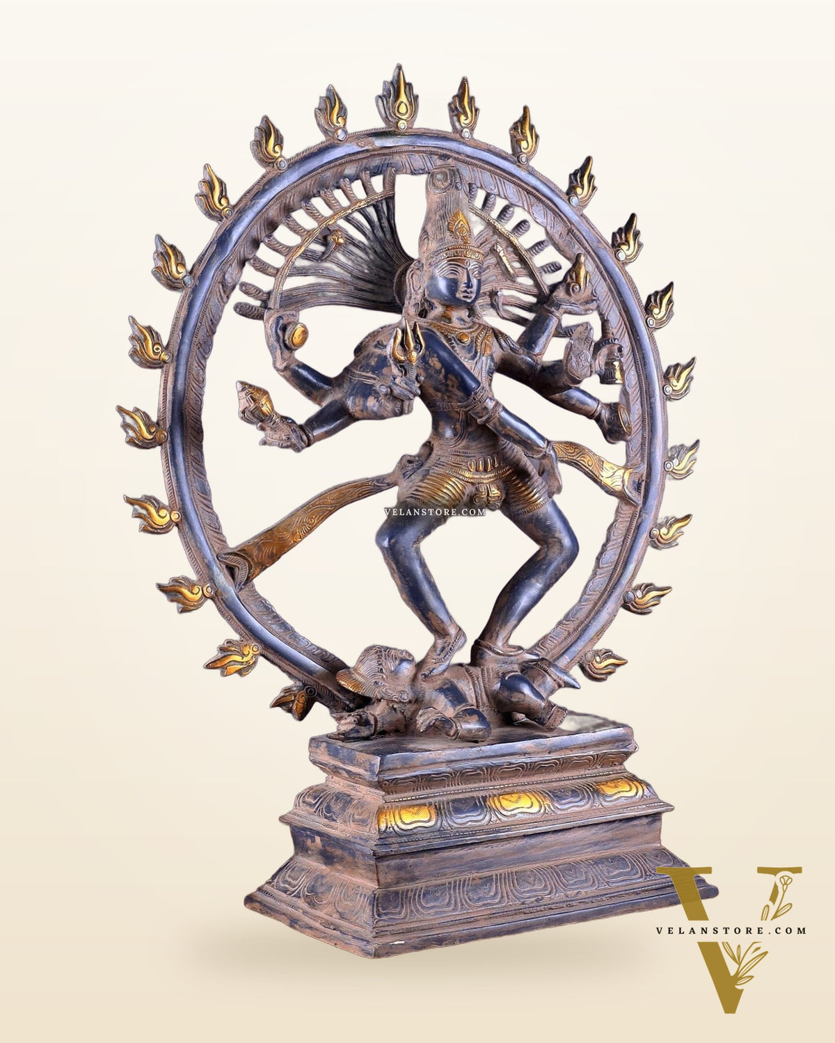 Vintage Brass Dancing Shiva as Nataraja Sculpture – 20" Height, Patina Finish