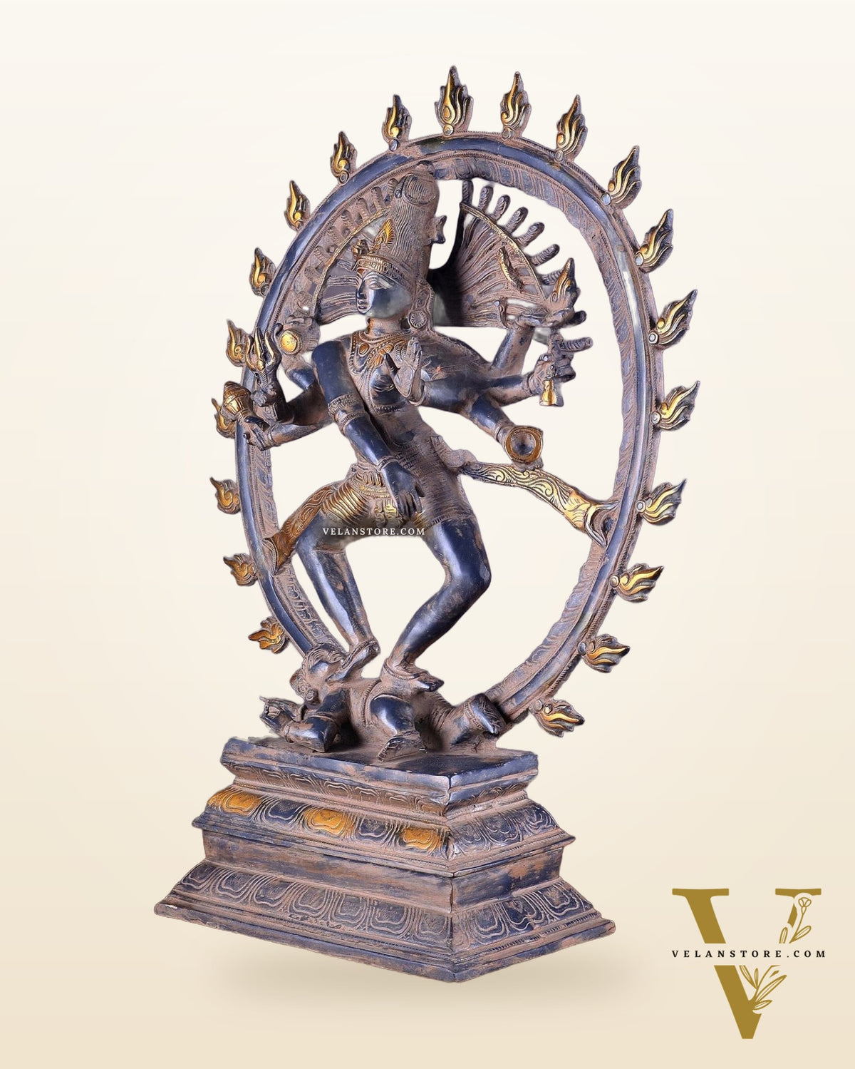 Vintage Brass Dancing Shiva as Nataraja Sculpture – 20" Height, Patina Finish