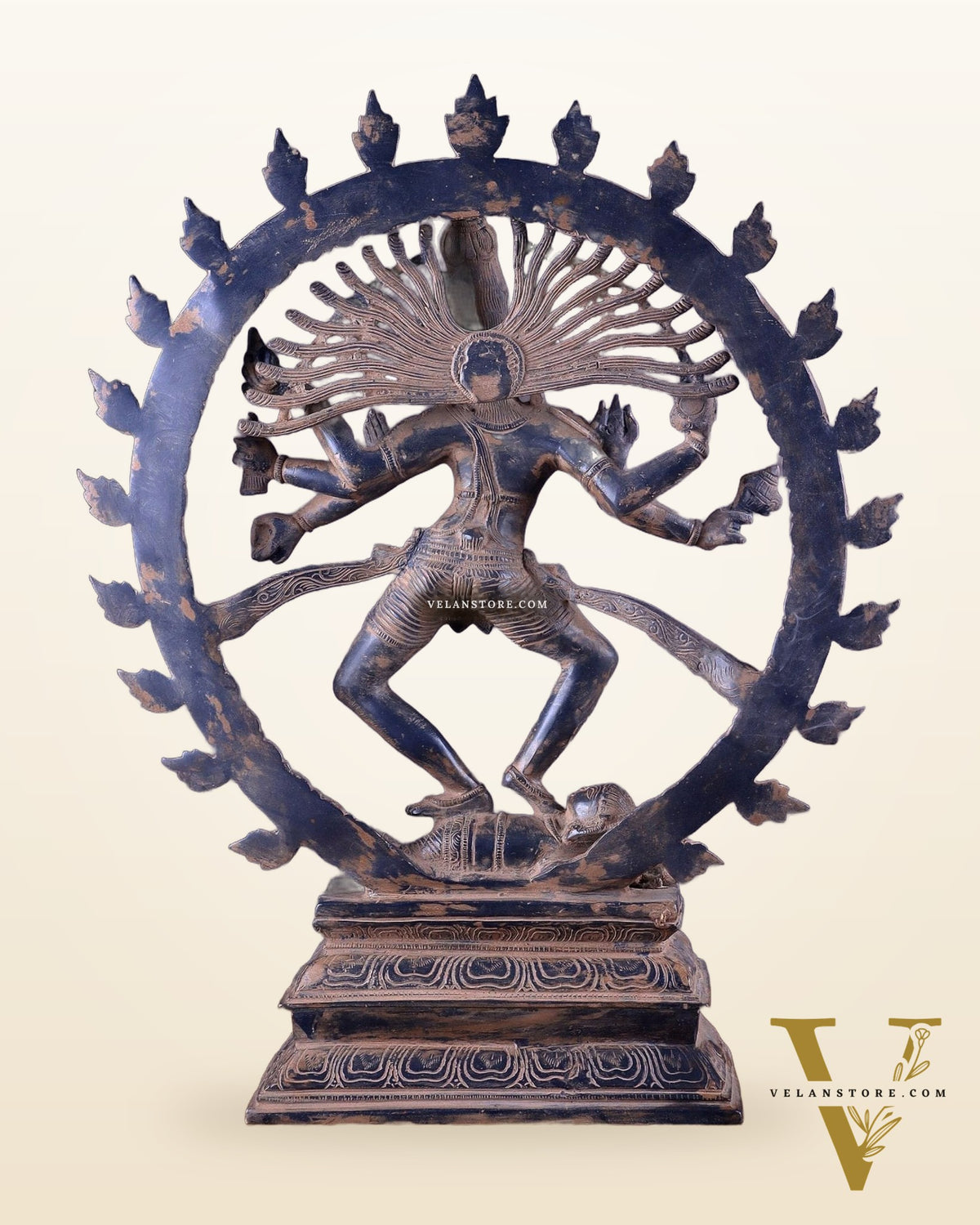 Vintage Brass Dancing Shiva as Nataraja Sculpture – 20" Height, Patina Finish