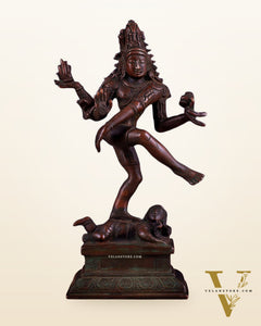 Vintage Brass Dancing Shiva Idol | Unique Pose with Bronze Finish 10"