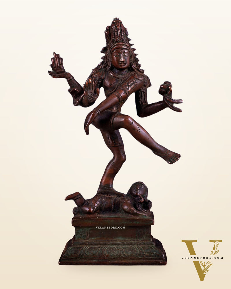 Vintage Brass Dancing Shiva Idol | Unique Pose with Bronze Finish 10"