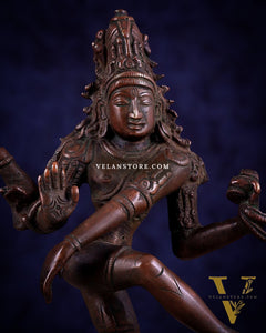 Vintage Brass Dancing Shiva Idol | Unique Pose with Bronze Finish 10"
