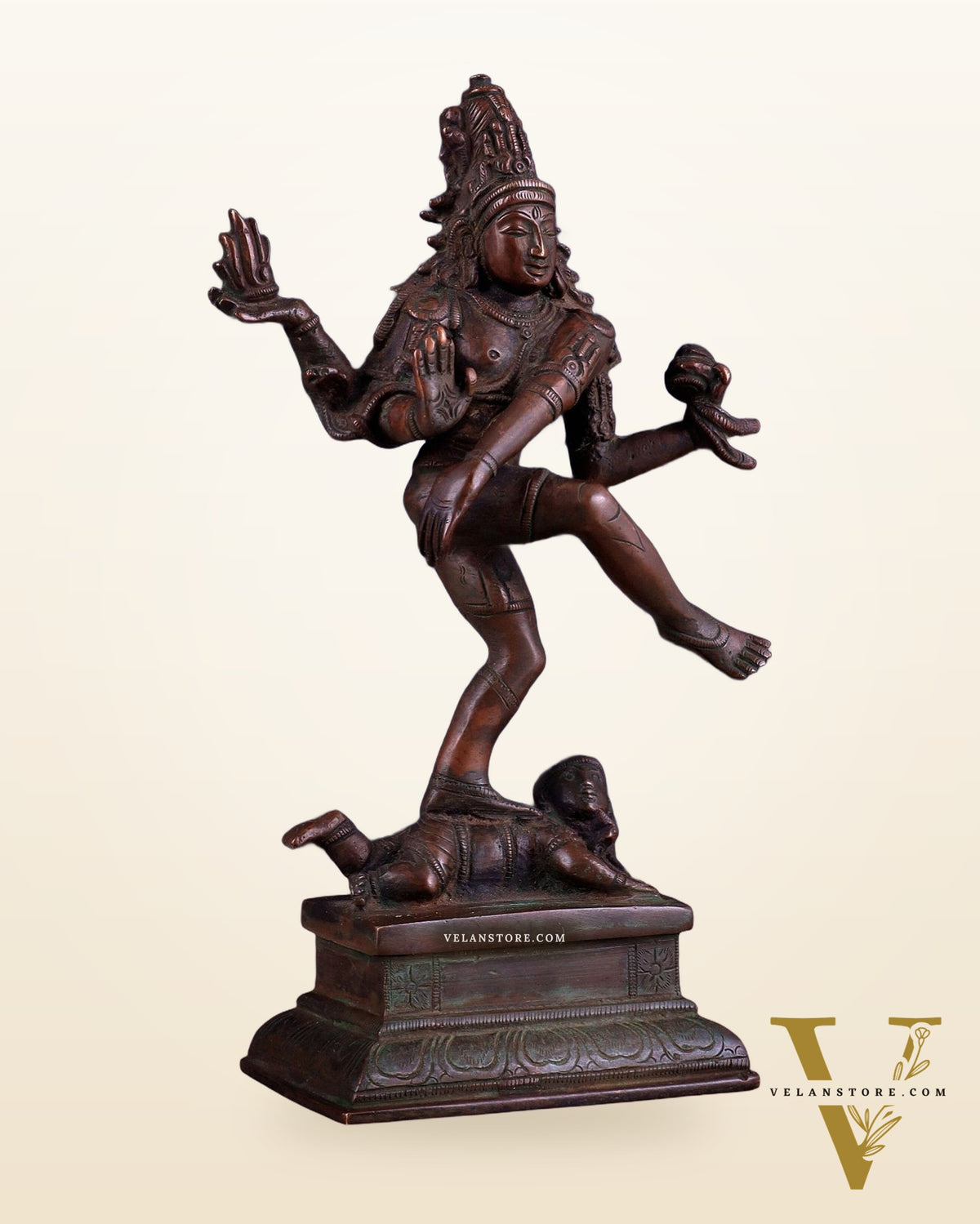 Vintage Brass Dancing Shiva Idol | Unique Pose with Bronze Finish 10"
