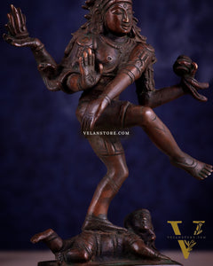 Vintage Brass Dancing Shiva Idol | Unique Pose with Bronze Finish 10"