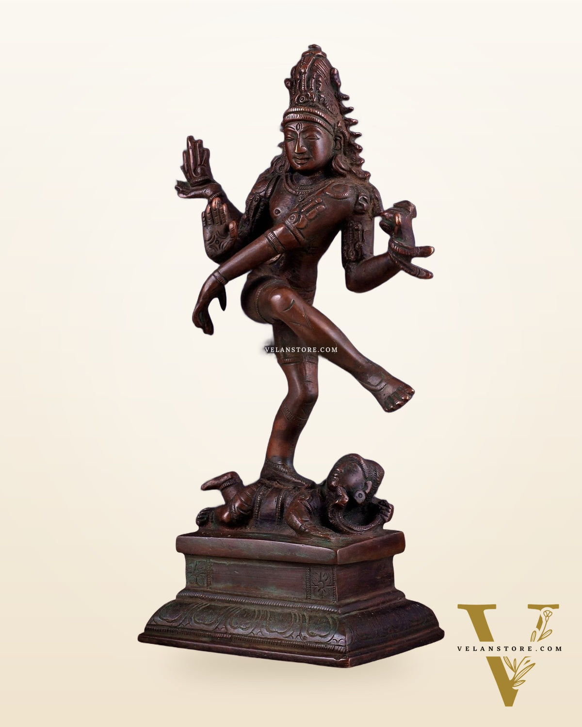 Vintage Brass Dancing Shiva Idol | Unique Pose with Bronze Finish 10"