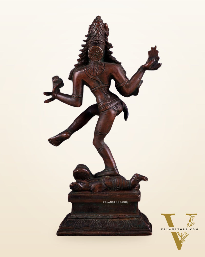 Vintage Brass Dancing Shiva Idol | Unique Pose with Bronze Finish 10"