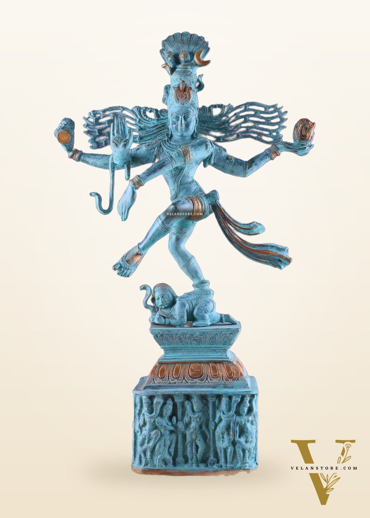 Vintage Brass Dancing Shiva Nataraja Sculpture – 21 Inch Patina Finish