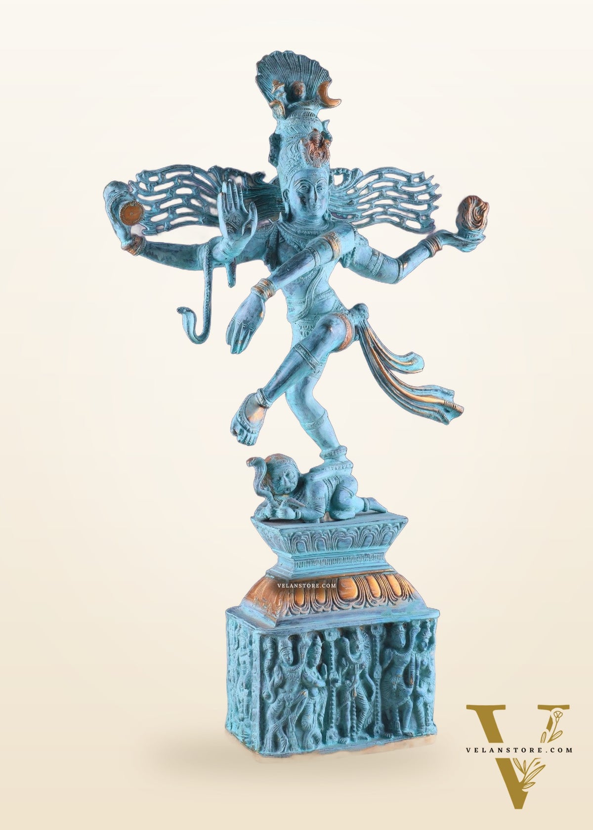 Vintage Brass Dancing Shiva Nataraja Sculpture – 21 Inch Patina Finish
