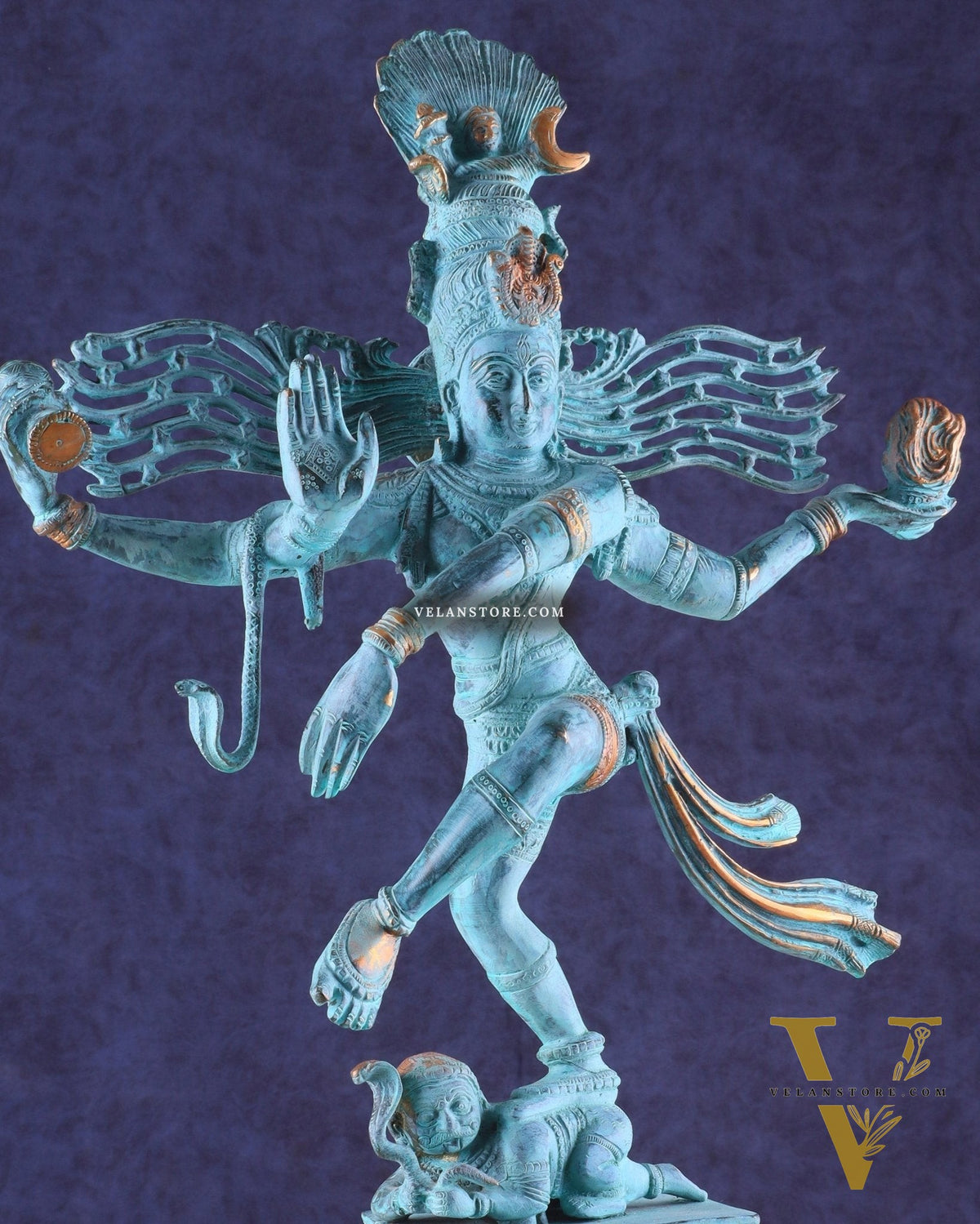 Vintage Brass Dancing Shiva Nataraja Sculpture – 21 Inch Patina Finish