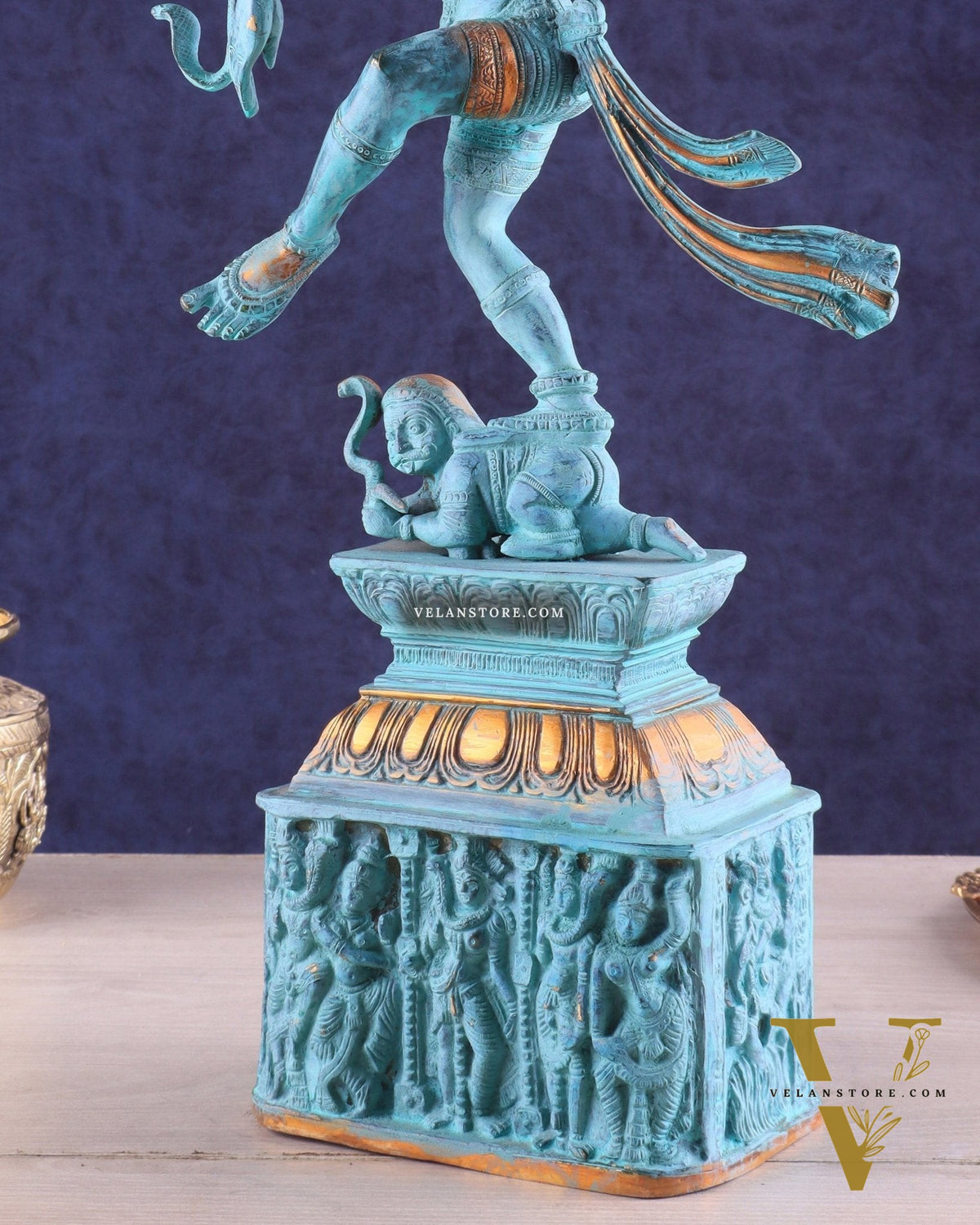 Vintage Brass Dancing Shiva Nataraja Sculpture – 21 Inch Patina Finish