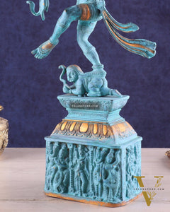 Vintage Brass Dancing Shiva Nataraja Sculpture – 21 Inch Patina Finish
