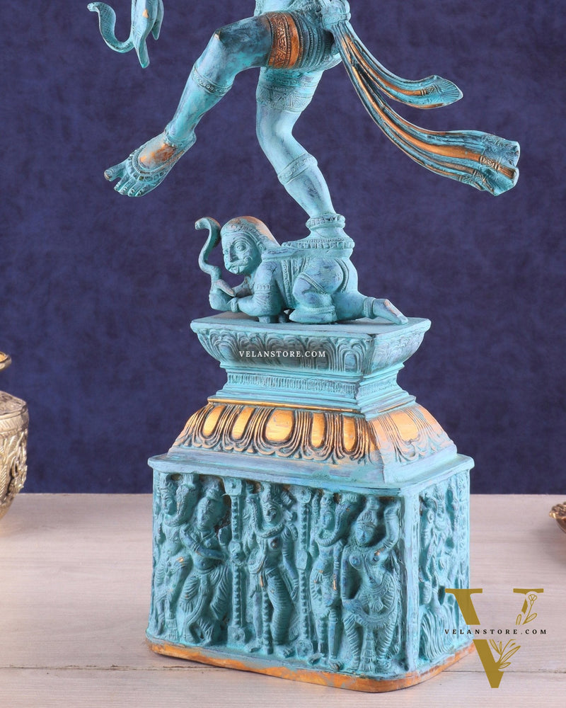 Vintage Brass Dancing Shiva Nataraja Sculpture – 21 Inch Patina Finish