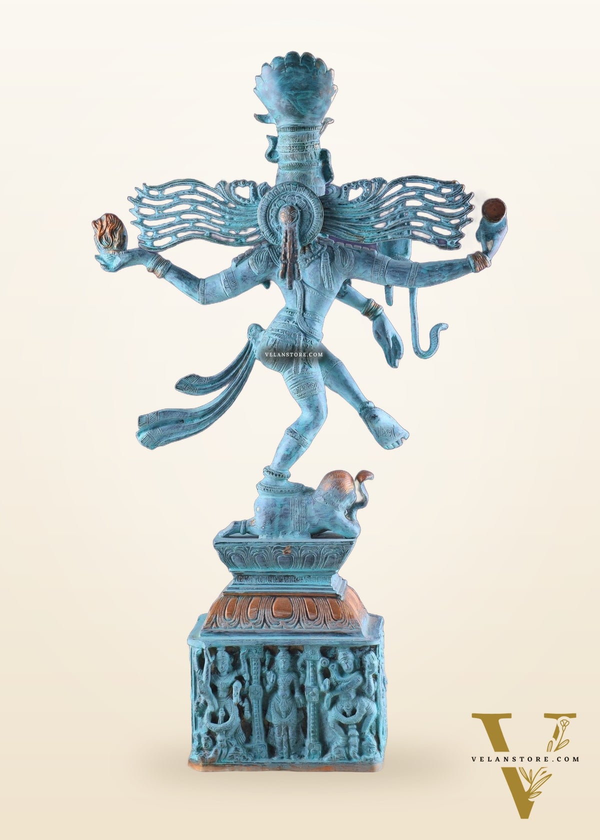 Vintage Brass Dancing Shiva Nataraja Sculpture – 21 Inch Patina Finish