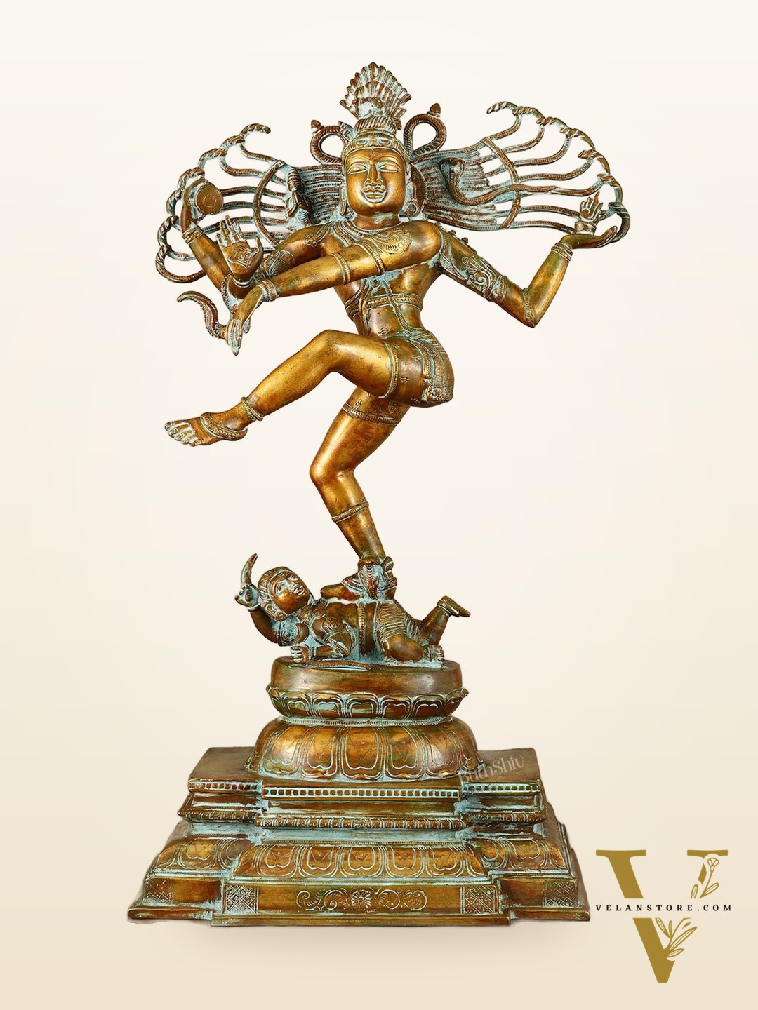 Vintage Brass Dancing Shiva Nataraja Sculpture with Removable Frame | 34" | 32 kg