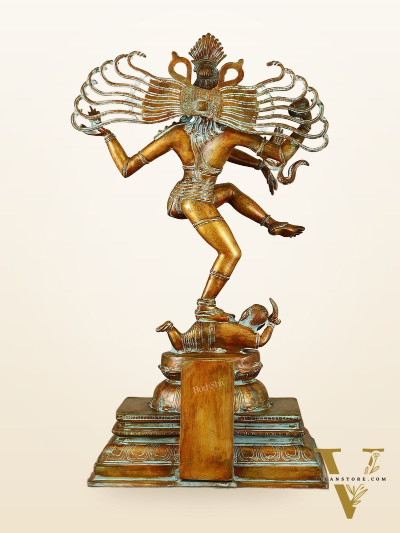 Vintage Brass Dancing Shiva Nataraja Sculpture with Removable Frame | 34" | 32 kg