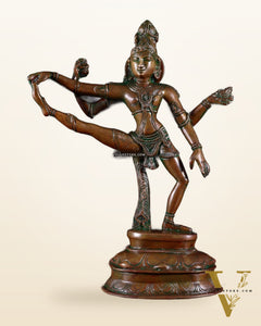 Vintage Brass Dancing Shiva statue | 14" Height chola bronze tone