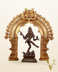 Vintage Brass Dancing Shiva with Prabhavali  17"