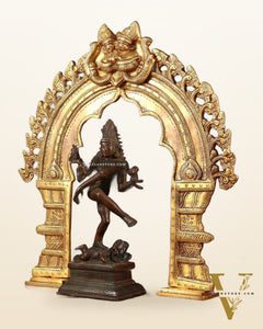 Vintage Brass Dancing Shiva with Prabhavali  17"