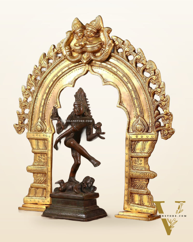 Vintage Brass Dancing Shiva with Prabhavali  17"