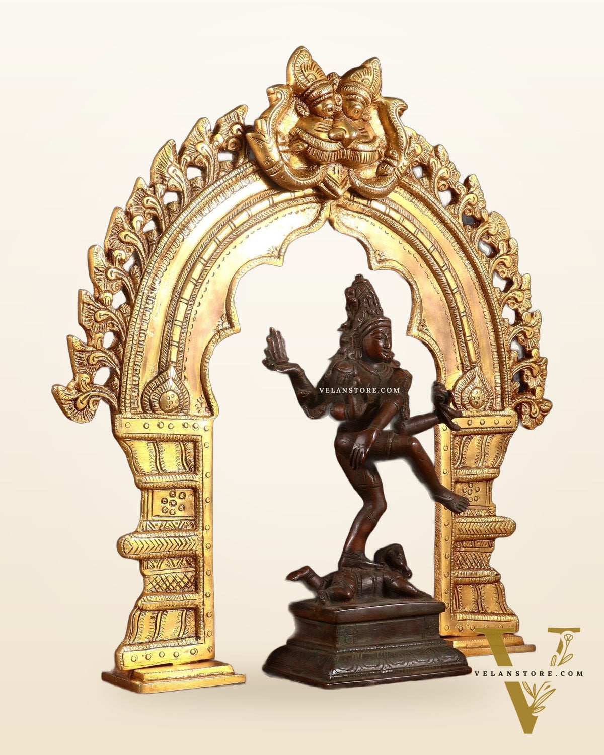 Vintage Brass Dancing Shiva with Prabhavali  17"