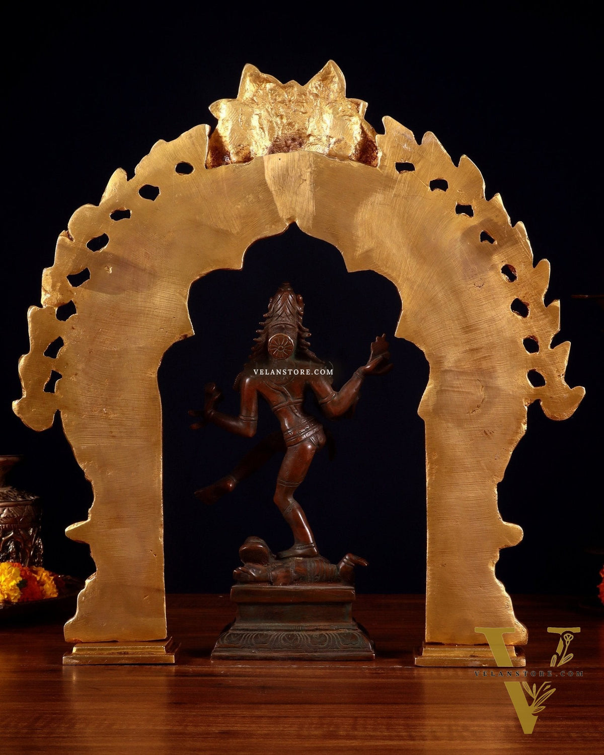 Vintage Brass Dancing Shiva with Prabhavali  17"