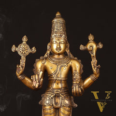 Vintage Brass Dhanvantari Sculpture - 20" Height