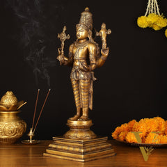 Vintage Brass Dhanvantari Sculpture - 20" Height