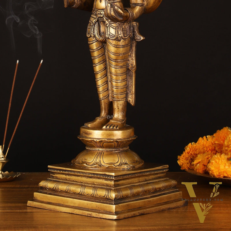Vintage Brass Dhanvantari Sculpture - 20" Height