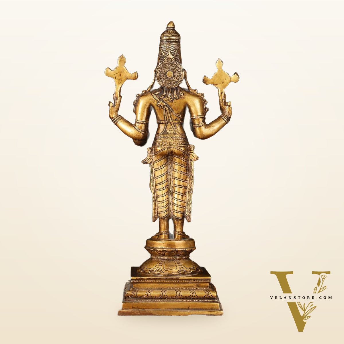 Vintage Brass Dhanvantari Sculpture - 20" Height