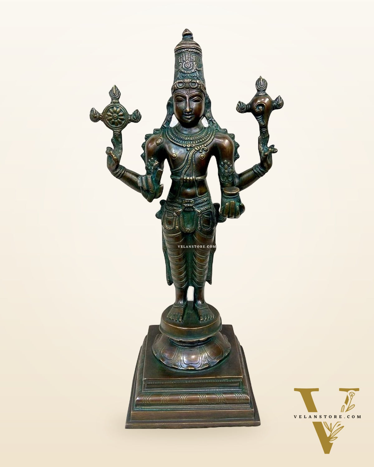 Vintage Brass Dhanvantari Statue - 20" Height