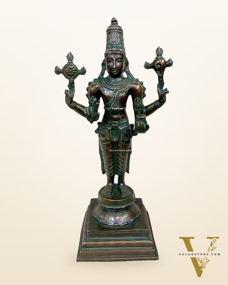 Vintage Brass Dhanvantari Statue - 20" Height
