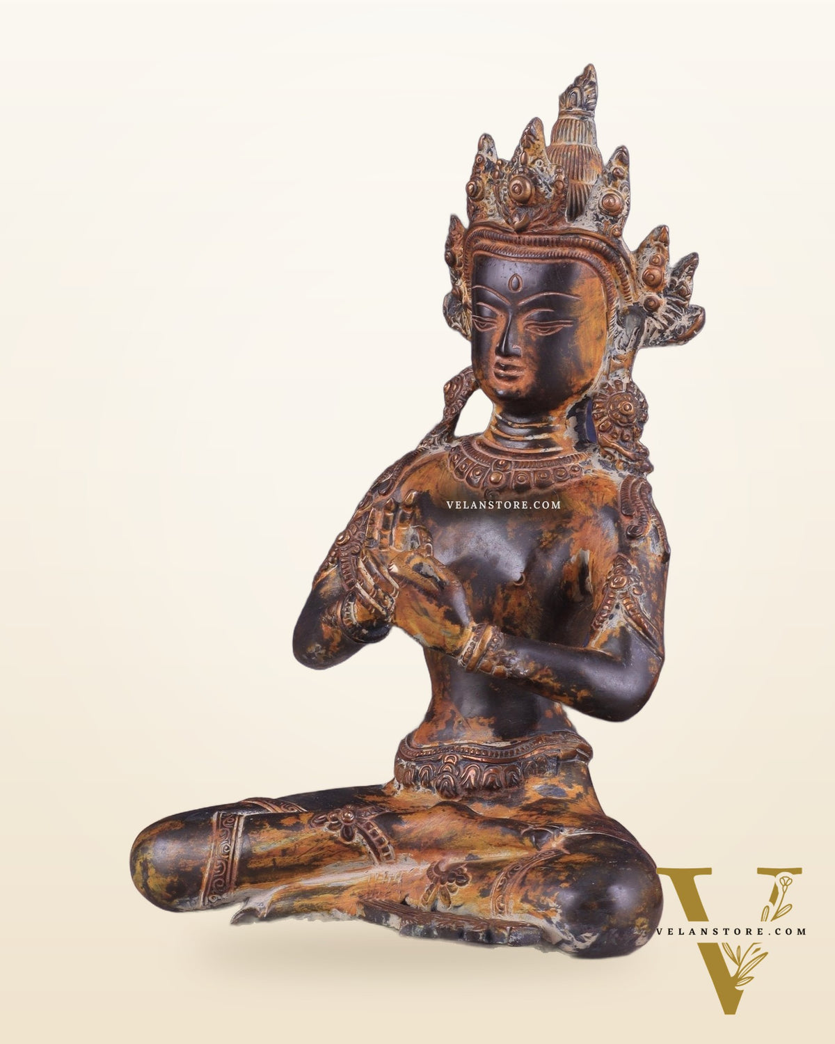 Vintage Brass Dharmachakra Buddha Statue | 10" Height