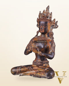 Vintage Brass Dharmachakra Buddha Statue | 10" Height