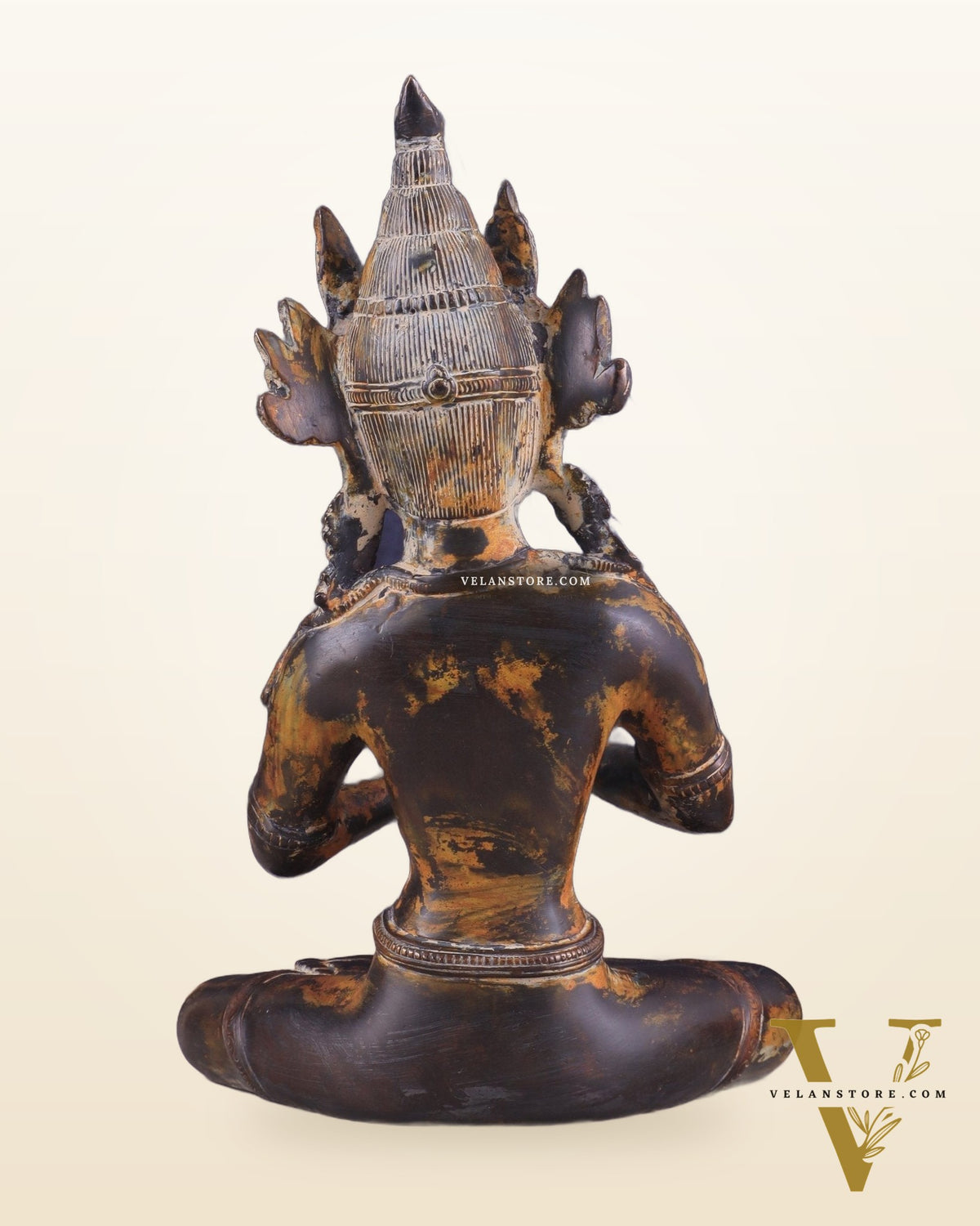 Vintage Brass Dharmachakra Buddha Statue | 10" Height