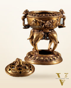 Vintage Brass Dhoop Burner – elephant face design 7.5"