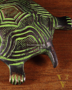 Vintage Brass Feng Shui Vastu small Tortoise – Black & Green Patina