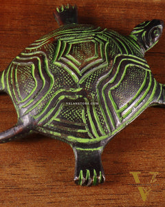 Vintage Brass Feng Shui Vastu small Tortoise – Black & Green Patina