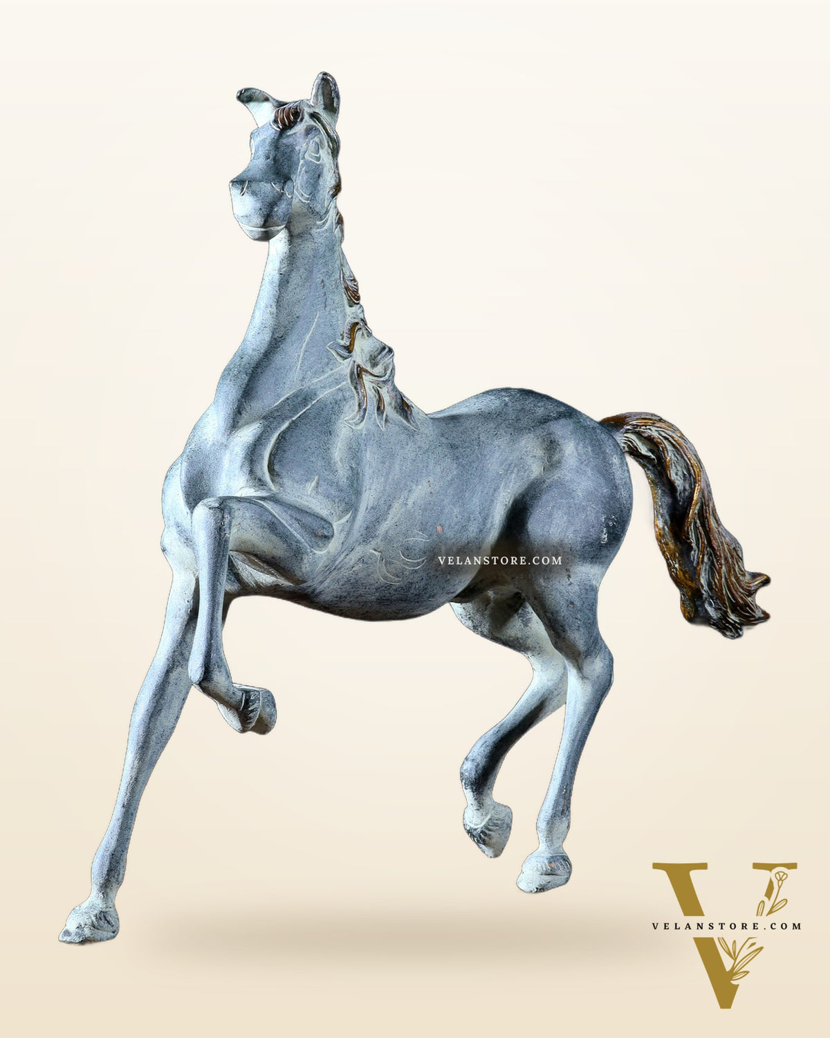 Vintage Brass Galloping Horse Feng Shui Approved Statue