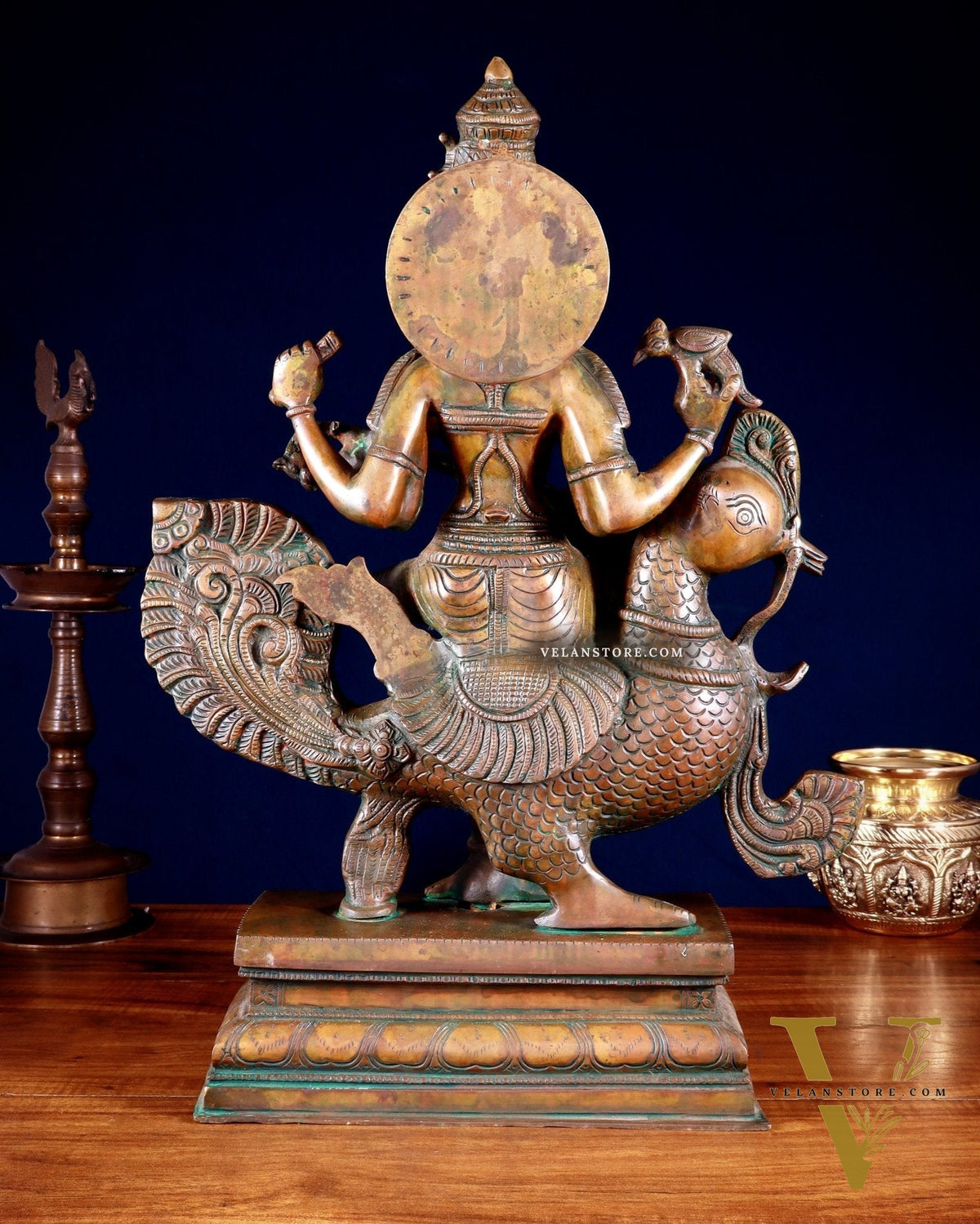 Vintage Brass Goddess Saraswati Statue - 20" Height | Chola touch