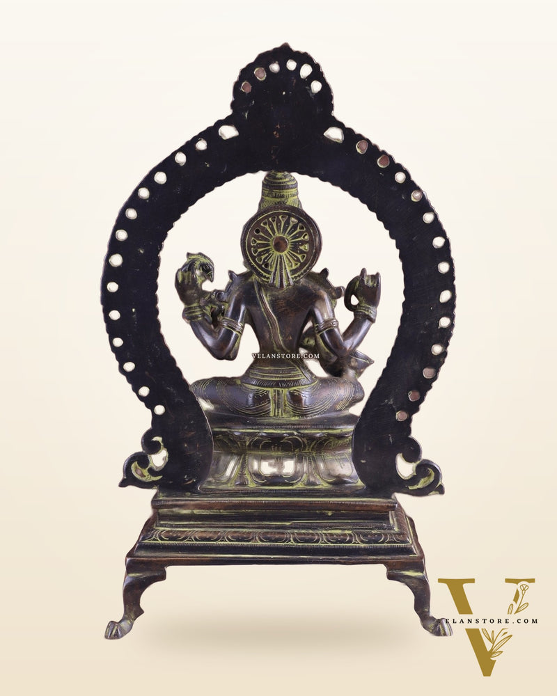 Vintage Brass Goddess Saraswati Statue – Sand Patina Finish 13"