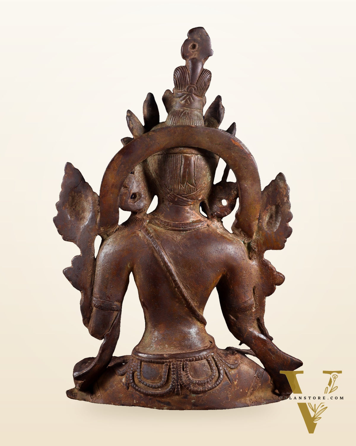 Vintage Brass Green Tara rustic Statue – 10.5 inch