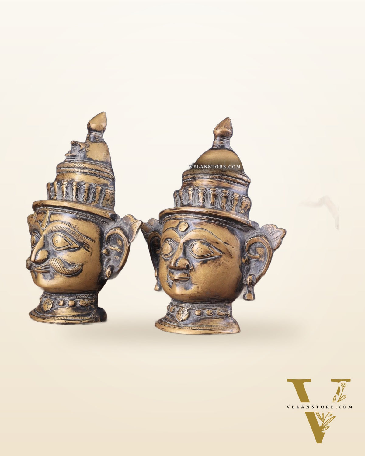 Vintage Brass Handcrafted Shiva and Gauri Mukhalingam | 9.5" Height