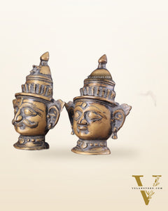 Vintage Brass Handcrafted Shiva and Gauri Mukhalingam | 9.5" Height