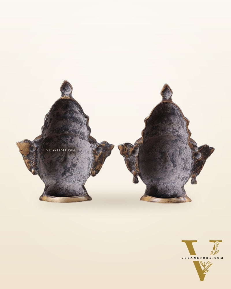Vintage Brass Handcrafted Shiva and Gauri Mukhalingam | 9.5" Height