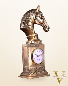 Vintage Brass Horse Head Table Clock | 11"
